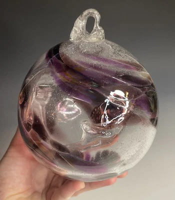 Globo de observación de jardín espíritu de bruja de vidrio soplado vintage bola púrpura colgante Foto 1 de 4