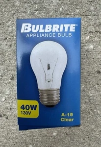 NEW Bulbrite Appliance Bulb 40w Clear A-15 40A15C 2500 Hours - Picture 1 of 6