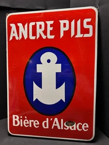 Ancre Pils - Cervezas de Alsacia placa esmaltada ancla - cerveza 68 x 48 cm F alrededor de 1950 - Imagen 1 de 4