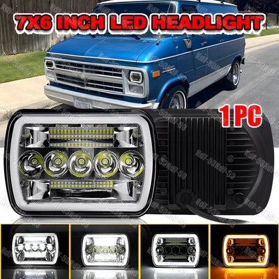 1x Fit 1978-1995 Chevy G10 G20 G30 Van 5x7" 7x6 pulgadas Rectángulo LED Faro H4 Foto 1 de 4
