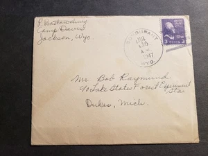 GEOLOGY CAMP DAVIS, BONDURANT, JACKSON WYOMING 1947 Cubierta DUKES, MI con tarjeta - Imagen 1 de 3