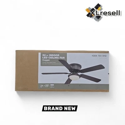 Hampton Bay Hugger 52 in. LED Indoor Black Ceiling Fan with Light Kit - Image 1 of 4