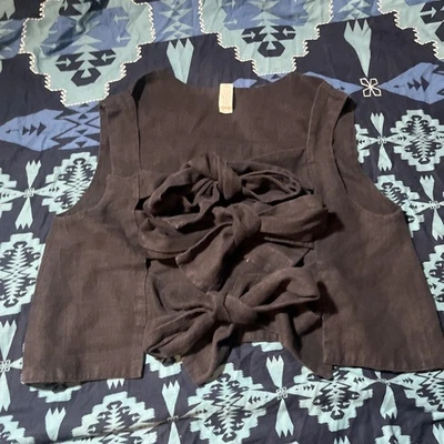 DESIREEKLEIN Linen vest one size black desiree klein - Image 1 of 4