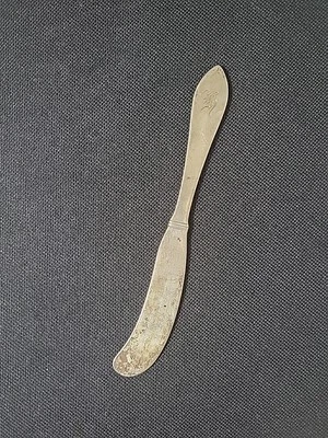 Antiguo cuchillo esparcidor de mantequilla Dominick & Haff de plata esterlina puntiagudo FH con líneas Foto 1 de 4