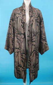 VTG Women's 20s Black & Gold Lame' Open Front Opera Coat / Jacket Sz S/M 1920s - Picture 1 of 24
