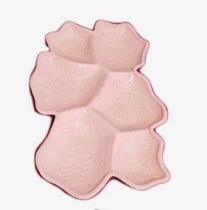 Pink Milk Glass Tray Jeanette Shell Relish Candy Nut Tray Platter Vintage 1950s - Picture 1 of 4