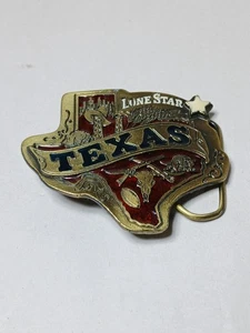 Hebilla de cinturón vintage Lone Star Texas Great American Buckle Co #142 1980 esmalte  - Imagen 1 de 10