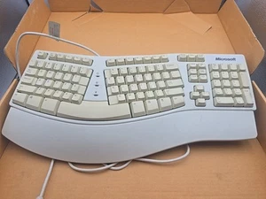 Vintage Microsoft K5000100 Natural Keyboard Ergonomic White Tested & Working - Picture 1 of 11