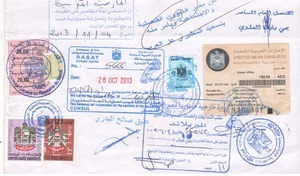 VEREINIGTE ARABISCHE EMIRATE MAROKKO 2013 HOCHZEITSZERTIFIKAT.  50 & 100 DH EINNAHMEMARKEN - Bild 1 von 4