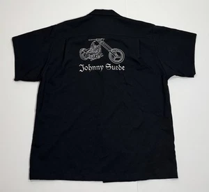 Camicia uomo Johnny scamosciata chopper ricamata nera con bottoni taglia XL *MADE IN USA* - Foto 1 di 7