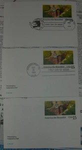 USA 2 FDC & 15¢ printed postcard Philadelphia: Independence Hall 1989. - Picture 1 of 2