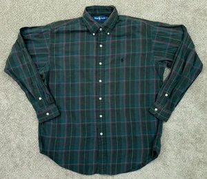 Ralph Lauren Shirt Mens Medium Green Red Plaid Blake Button Up Long Sleeve VTG - Picture 1 of 7