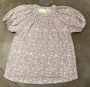 Maeve by Anthropologie Women’s S Linen Puff Sleeve Animal Print Excellent - Picture 1 of 6