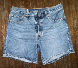 Pantaloncini Levi's 501 Button Fly Denim W30 vita alta stile vintage USA donna - Foto 1 di 5