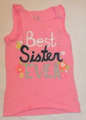 Camiseta sin mangas Jumping Beans para niñas rosa Best Sister Ever primavera verano talla 7 Foto 1 de 2
