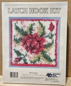 National Yarn Crafts Riegel Haken Teppich Bastelset Rose Blume 12" x 12" #P412 NEU - Bild 1 von 2