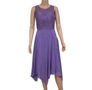 JJ's House purple Lace Formal Bridesmaid Dress Asimetrico Women's S Sleeveless - Picture 1 of 10