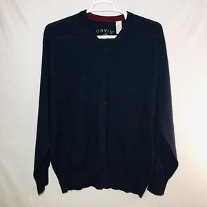Orvis Men's XXL Navy 100% Wool Crew-Neck Sweater - Picture 1 of 3