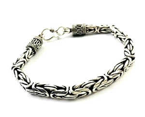 Pulsera de plata de ley 925 Ø6 mm cadena Bali/bizantina. 7,1", 37,5 g - Imagen 1 de 9