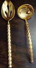 Stanley Roberts Stainless TWO Serving spoons Gold finish Excellent!!!