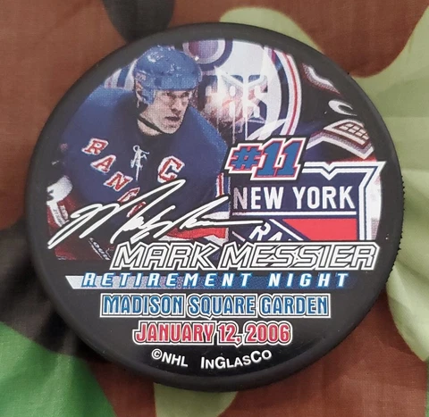 2006 MARK MESSIER RETIREMENT NIGHT HOF MADISON SQUARE GARDEN STATS PUCK NHL πΈπ° Cover