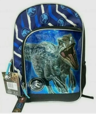 Jurassic World 17" Backpack  T-rex Dinosaur School Bag Blue Laptop Sleeve(2021) - Image 1 of 4