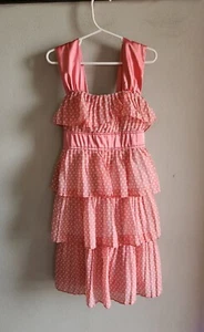 Candies Mädchen Frühling Kleid Stufen Lagenlook Koralle Tupfen Satin Träger Small - Bild 1 von 9