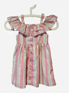 Penelope Mack Multi-Color Pastel Striped Cold Shoulder Dress Girls Size 4T - Picture 1 of 6