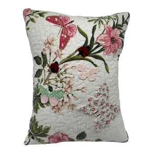 NEW Large Handmade Butterfly & Lady Bugs Pillow Vintage Quilt Chenille Bedspread - Picture 1 of 11