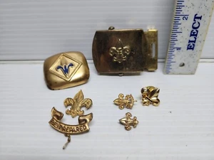 Vintage Boy Scout Lot Pinback Slide Belt Buckle - Picture 1 of 1