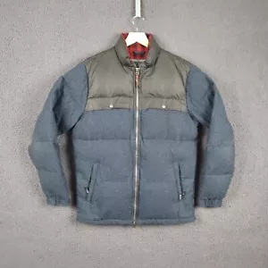 WOOLRICH Jacket Mens M Medium Blue Navy Down Insulated Puffer Wool Blend Quilted - Picture 1 of 12