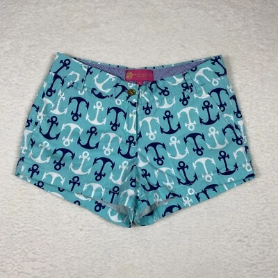 Macbeth Collection Women’s Shorts Anchors Flat Front Mid Rise Cotton Blue Small - Изображение 1 из 4