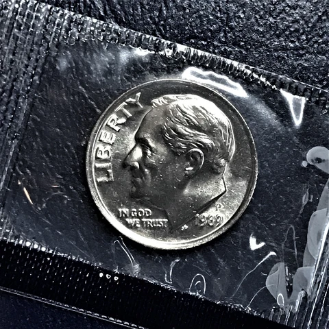 1989 P BU Roosevelt Dime Brilliant Uncirculated from Orig Mint Set in Cello BU Cover