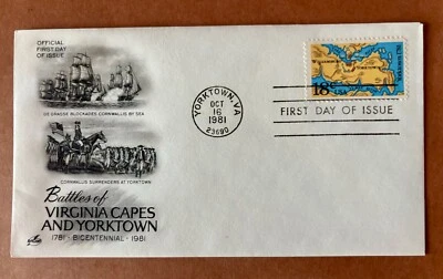 FDC 200th Anniversary Battle of Yorktown: Year 1981; Artcraft FDC - Image 1 of 2
