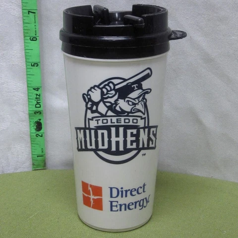 TOLEDO MUD HENS coffee carry cup Direct Energy travel mug Ohio baseball Muddy Cover