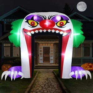 Giant 10 FT Halloween Inflatables Clown Archway Outdoor Decorations, Scary Ha... - Picture 1 of 6
