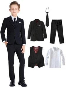 Boys Suits Formal Suits 5Pcs Slim Fit Dresswear Suit Set School Uniforms - Picture 1 of 28