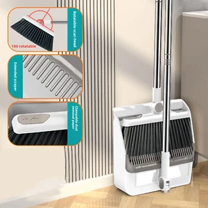 Strong Long Handled Dustpan and Brush Set Stiff Broom Metal Handle UK - Picture 1 of 16