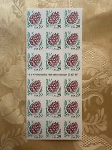 1990 PINE CONE 29c booklet pane of 18 Sc 2491a - Picture 1 of 4