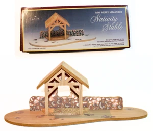 Hallmark Mini Merry Miniatures Nativity Stable Vintage '88 Wood Christmas Creche - Picture 1 of 19
