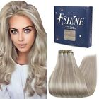 Fshine Hand Tied Weft Hair Extensions - 20 Inch 100g Gray Blonde with Platinu...