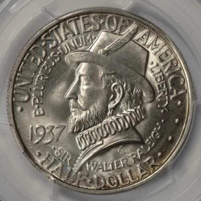 1937 PCGS MS65 Clip Roanoke Silver Half Dollar Mint Error Rare - Image 1 of 4