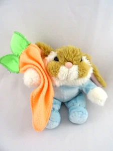 Vintage Commonwealth Blue Bunny Rabbit Squeak Toy Plush Carrot Blanket 1993 - Picture 1 of 9
