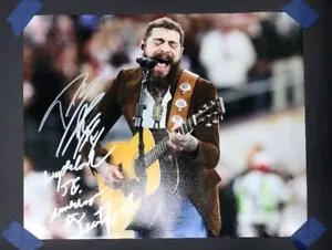 POST MALONE Signed Autographed Super Bowl 58 'America The Beautiful' 16x20 Photo - Picture 1 of 2