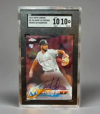 2018 Topps Chrome Sandy Alcantara Rookie Auto RA-SA SGC 10 💎 Marlins (not PSA) - Image 1 of 2