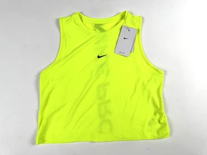 Nike Pro Dri-FIT Big Kids Training Tank Top Volt Yellow High Neck Cropped XL NWT - Picture 1 of 3