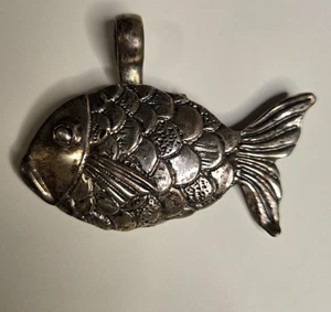 Vintage Sterling Silber 925 Mexiko Fisch Brosche Anhänger 2" Skalen - Bild 1 von 10