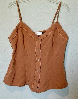Fox&gray  Tank Top Size Large Orange Crochet  100% Cotton - Image 1 of 4