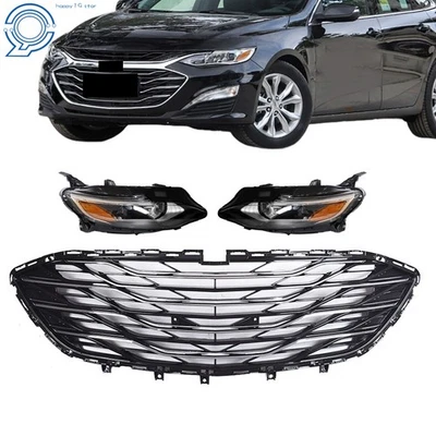 Fit For Chevrolet Malibu 2019-2020 Black Lower Grille & Left Right Headlight Set Foto 1 de 4