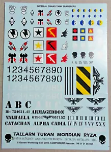 Imperial Guard Tank Transfer Sheet 2000 - OOP 40K Decals - New and Unused - Picture 1 of 1
